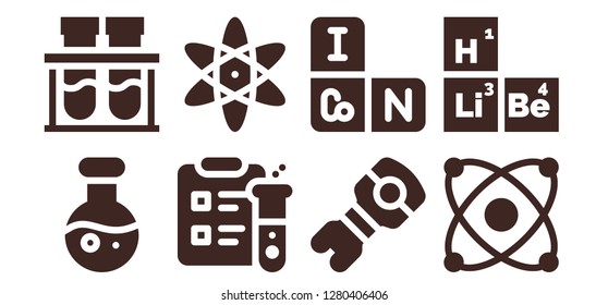  electron icon set. 8 filled electron icons. Simple modern icons about  - Science, Chemical, Atomic, Stem, Periodic table, Electron