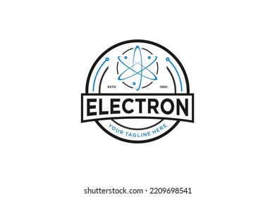 Electron logo design proton atom science orbital core artificial intellegence