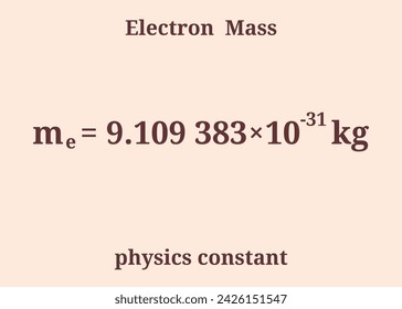 Masa de electrones. Física constante. Educación. Ciencia. Ilustración vectorial.