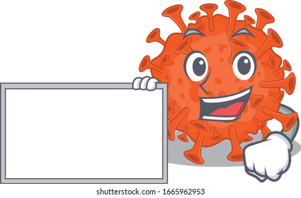 Coronavirus de microscopía electrónica con estilo de diseño de mascota de cartón