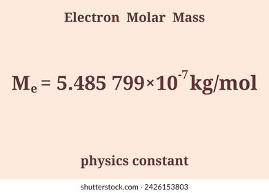 Electron Molar Mass. Physics constant. Education. Science. Vector illustration.