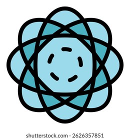 Electron motion cloud icon. Outline electron motion cloud vector icon color flat isolated