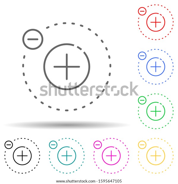 electron multi color style icon. Simple thin\
line, outline vector of Scientifics study icons for ui and ux,\
website or mobile\
application