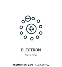 Electron outline vector icon. Thin line black electron icon, flat vector simple element illustration from editable science concept isolated stroke on white background