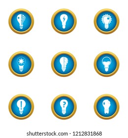 Electron tube icons set. Flat set of 9 electron tube vector icons for web isolated on white background
