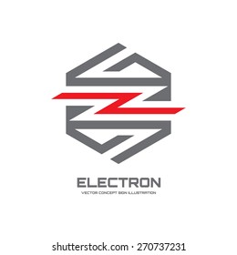 Electron - vector logo template concept illustration. Lightning sign. Electricity power symbol. Technology icon. Design element.