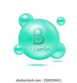 Electron for vitamin B and minerals complex. Glossy vitamins pills capsules. Pill, Healthy food supplement. Medical scientific and healthcare concept. Isolated on white background 3D Vector EPS10.