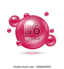 Electron for vitamin B6 and minerals complex. Glossy vitamins pills capsules. Pill, Healthy food supplement. Medical scientific and healthcare concept. Isolated on white background 3D Vector EPS10.