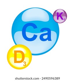 Electron for Vitamin D3 and Minerals Calcium. Therapy helps maintain strong bone. Medical scientific and healthcare concept. Vitamin D3. Yellow capsule. Yellow bubbles.  Health care concept. Medical 