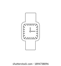 Electron Watch line icon, timer isolated on white background. Outline Clock Time wristwatch Icon vector illustration. Business watch. Smart Wrist Watch vector. Minimalistic  watch symbol  