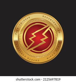 Electroneum (ETN)crypto Currency Token Logo In Red Color Concept On Gold Coin Isolated In Black Background. Vector Illustration Design For Crypto News, Poster, Banner, Web, Print, Financial Articles.