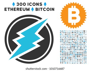 Electroneum icon with 3 hundred additional bitcoin clip art. Vector illustration style is flat iconic symbols designed for cryptocurrency trading apps.