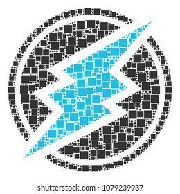 Electroneum mosaic icon of rectangles and spheric dots in variable sizes. Vector objects are united into electroneum composition design concept.