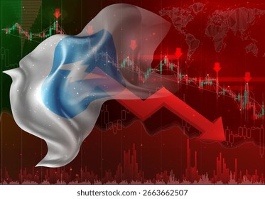 Electroneum, vector 3d flag financial exchange trend down