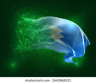 Electroneum, vector 3d flag on green background and numbers