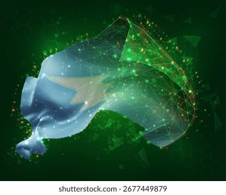 Electroneum, vector 3d flag on green background