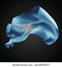 Electroneum, vector 3d flag with waves on a black background