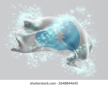 Eletroneum, vetor 3d bandeira em turbilhão de radiância mágica