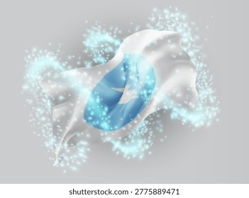 Electroneum, vector 3d flag in whirlwind of magical radiance