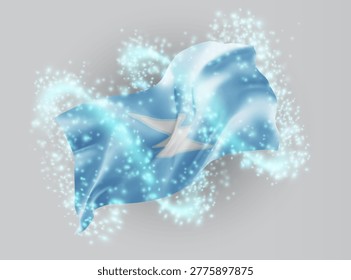Electroneum, vector 3d flag in whirlwind of magical radiance