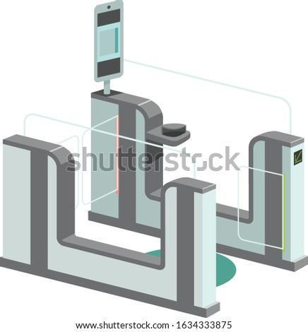 Electronic access control system. E-gates in the airport. utomated passport border control gates. Flat vector illustration