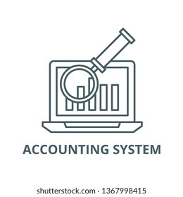 Electronic Accounting System Line Icon, Vector. Electronic Accounting System Outline Sign, Concept Symbol, Flat Illustration