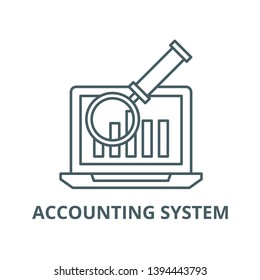 Electronic accounting system vector line icon, linear concept, outline sign, symbol