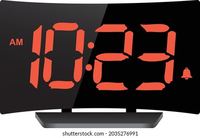 Electronic alarm clock with digital screen. Vector illustration.