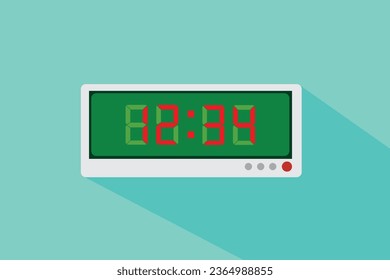 Electronic alarm clock icon. Modern Flat style with a long shadow
