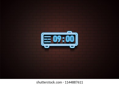 electronic alarm clock icon in neon style. One of Appliances collection icon can be used for UI/UX