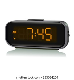 Electronic alarm clock on a white background. Vector