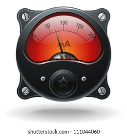 Electronic analog VU signal meter, realistic vector