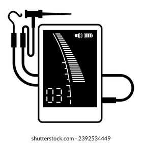 Electronic apex locator icon in flat monochrome style. Medical device for determine the position of the apical constriction and the length of the root canal space