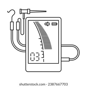 Electronic apex locator icon in thin line. Medical device for determine the position of the apical constriction and the length of the root canal space