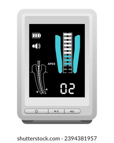 Electronic apex locator illustration. Medical device for determine the position of the apical constriction and the length of the root canal space