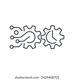 Electronic assistant for accelerating the process. Modern computer servis technologies.Vector linear icon isolated on white background.