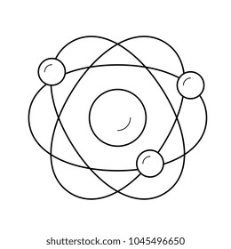 Elektronisches Atom-Line-Symbol einzeln auf weißem Hintergrund. Vektorliniensymbol des Atom-Modells für Infografik, Website oder App. Lernkonzept für Chemie.
