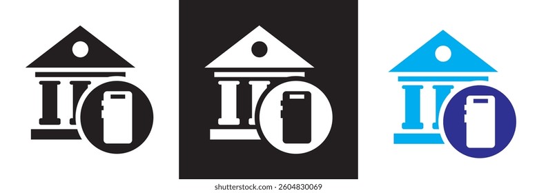 Electronic bank icon. Vector illustration. isolated on white and black background. EPS 10