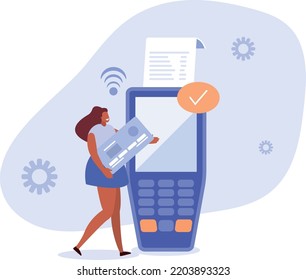 Electronic Bank Transfer. Cash And Electronic Payments Concept.vector Illustration.