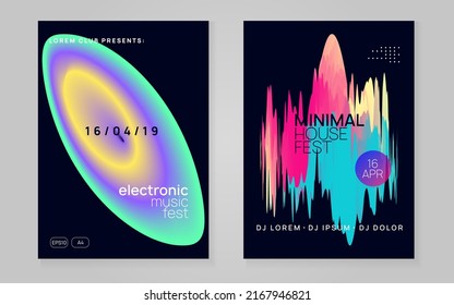Cartel electrónico. Efecto Indie Para El Folleto. Patrón Creativo Para El Diseño De Conjunto. Vector De Sonido Y Exposición. Brillante festival Techno. Bandera electrónica del arco iris