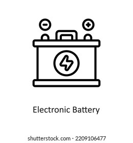 Electronic Battery Outline Vector Icon Design illustration on White background. EPS 10 File