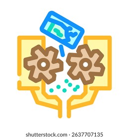 electronic being shredded e waste pollution color icon vector. electronic being shredded e waste pollution sign. isolated symbol illustration