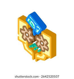 eletrônico sendo destruído e poluição por resíduos ícone isométrico vetor. eletrônico sendo destruído e sinal de poluição por resíduos. ilustração símbolo isolado