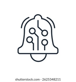 Electronic bell. Automated warning system. Vector linear icon isolated on white background.