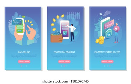 Electronic Bill, Online Payment Sms Notification, Payment System Accetss, Finance Data Protection, Smartphone With Credit Card And Shield Isometric Vector Illustration On Blue Background