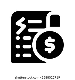 electronic bill solid icon. vector icon for your website, mobile, presentation, and logo design.