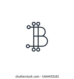 Electronic сryptocurrency  Bitcoin. Vector linear icon, white background.