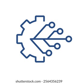 Electronic board of the computer unit. Micro processor. Processing , device, motherboard, printed circuit. Vector linear icon illustration isolated on white background.