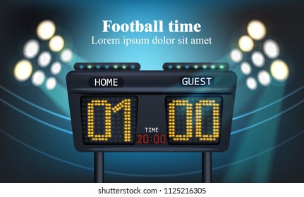 Electronic board for football game score Vector illustration