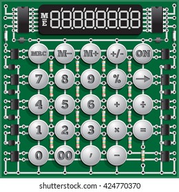 The electronic board in the form of a calculator. Vector illustration.
